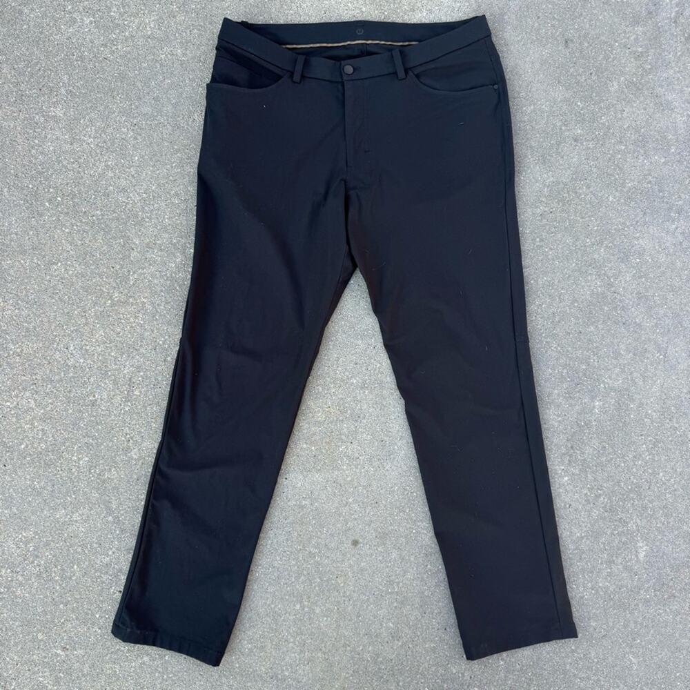 Lululemon Commission ABC Black Slacks Pants Dress Flat Front Size 36x33 E40416